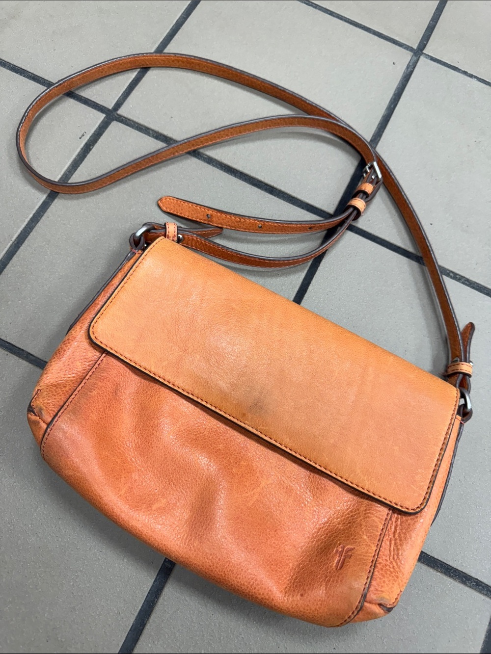 Frye Orange Leather Flap Crossbody